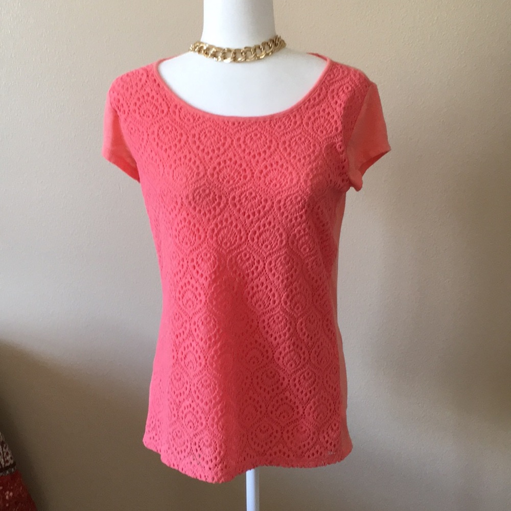 Liz Claiborne coral colored short sleeve blouse